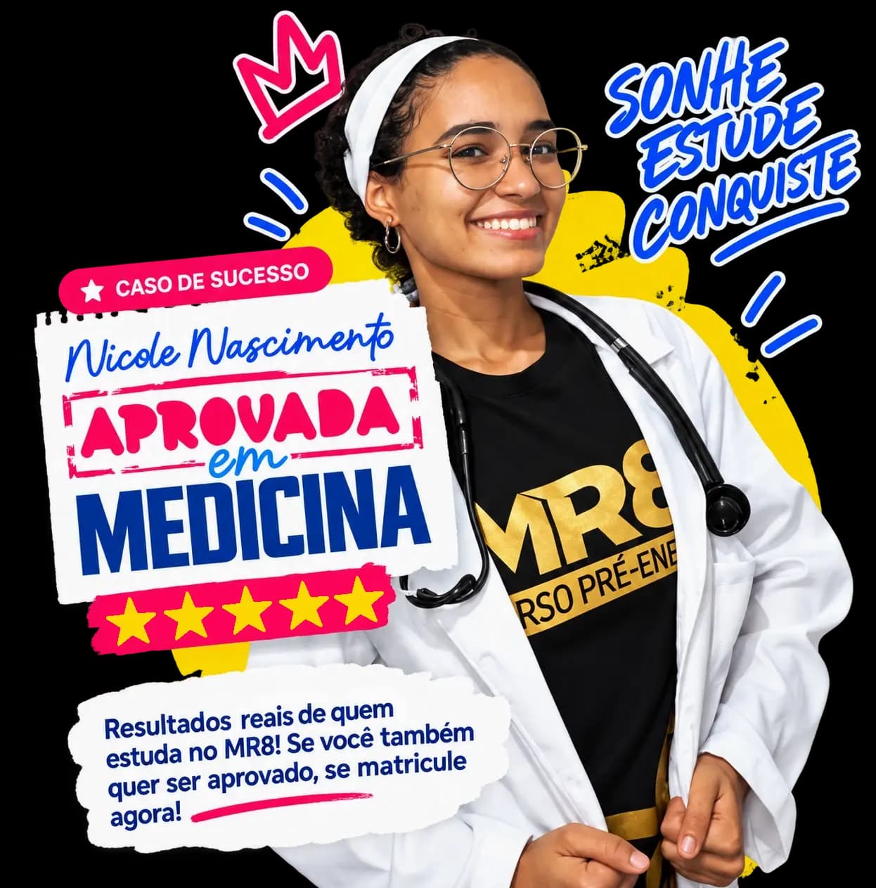 Nicole Nascimento, aluna do MR8 aprovada em Medicina com 100% Prouni